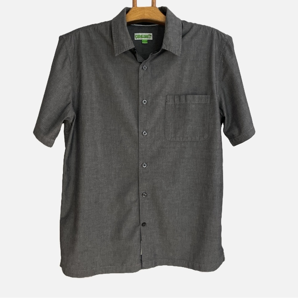 Cariloha Men’s Cotton‎ Bamboo Button Up Shirt Short Sleeve Gray Size XL